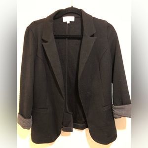 Skies Are Blue Black Grey Blazer Women’s Size Large L 3/4 Sleeve Polyester Blend